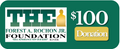 Donation label for the Forest A. Rochon Jr. Foundation with a $100 donation amount.