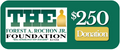 Forest A. Rochon Jr. Foundation donation label for $250 on a white background