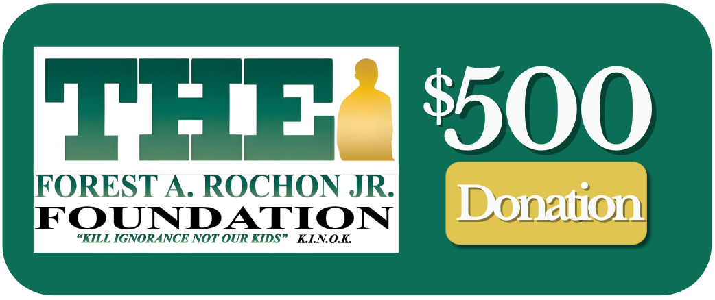 Forest A. Rochon Jr. Foundation donation certificate for $500 on a white background